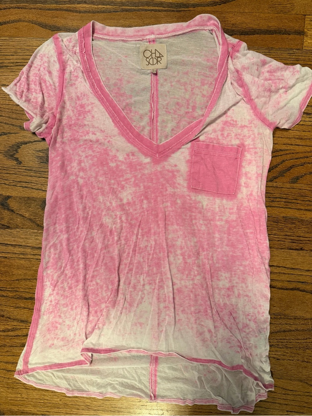 Chaser Pink and White Tie-Dye Crewneck tshirt
